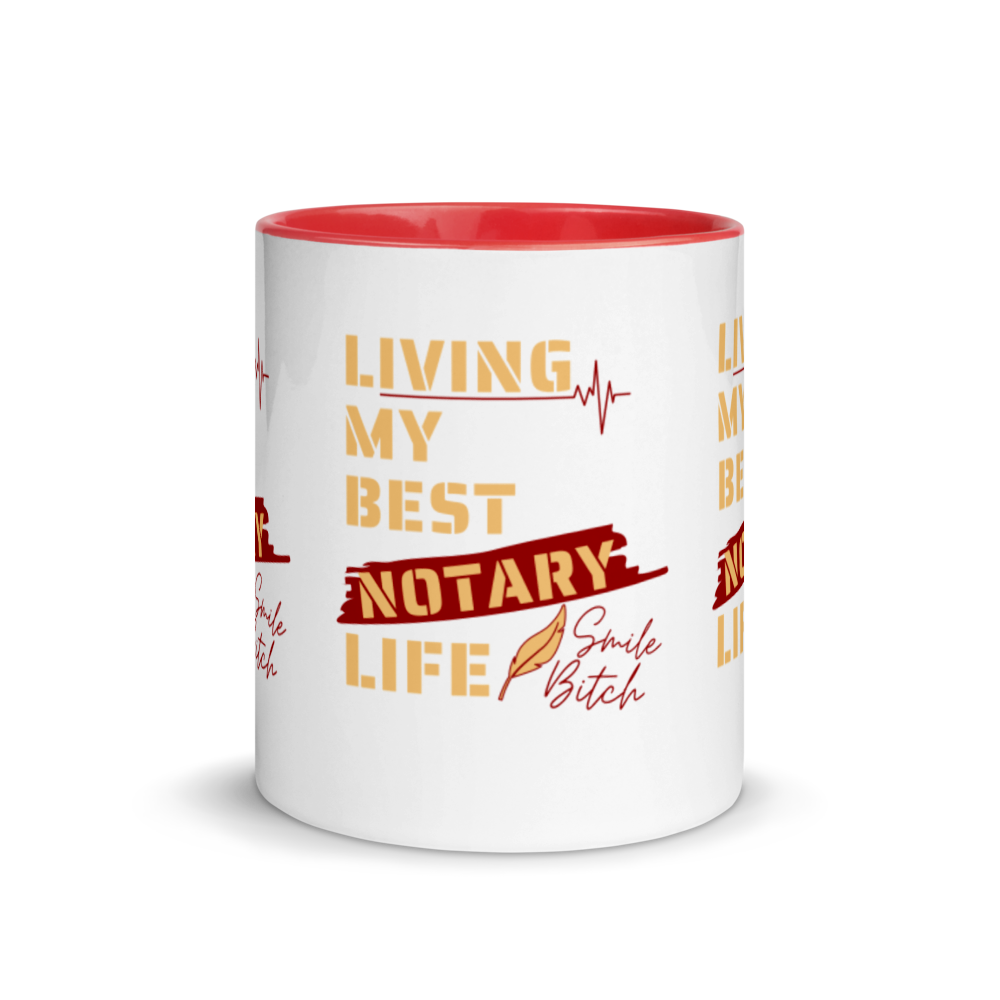 Living My Best Notary Life | Notary Jawn | Notary Public | Mug with Color Inside