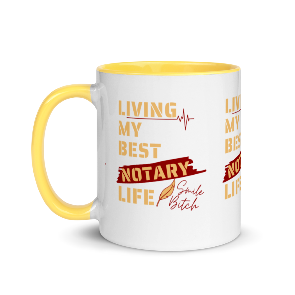 Living My Best Notary Life | Notary Jawn | Notary Public | Mug with Color Inside