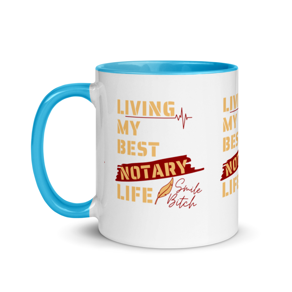 Living My Best Notary Life | Notary Jawn | Notary Public | Mug with Color Inside