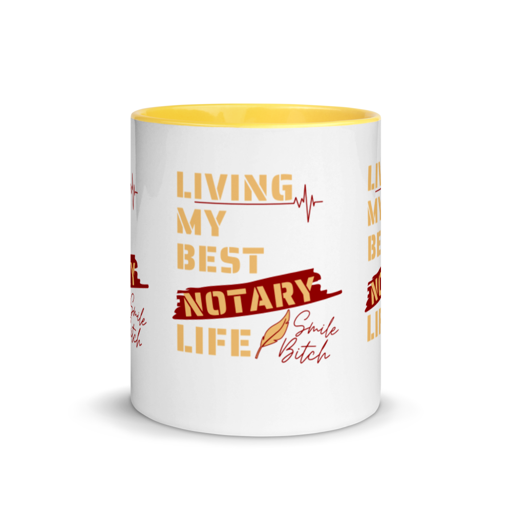 Living My Best Notary Life | Notary Jawn | Notary Public | Mug with Color Inside