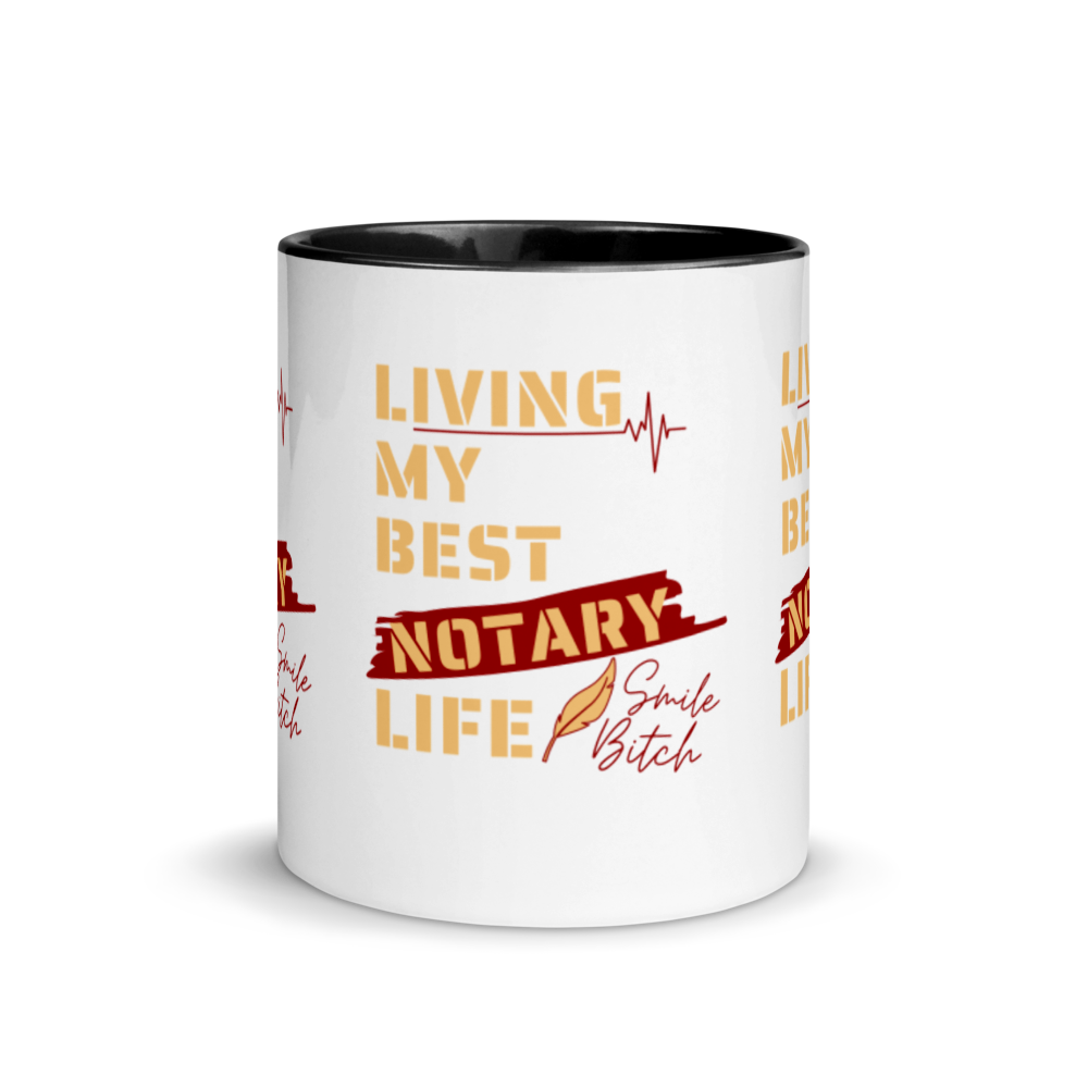 Living My Best Notary Life | Notary Jawn | Notary Public | Mug with Color Inside