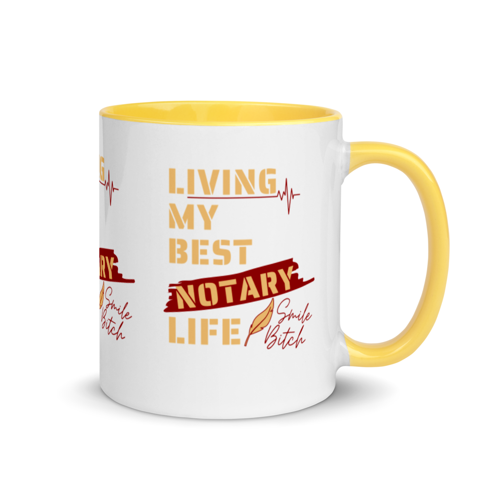 Living My Best Notary Life | Notary Jawn | Notary Public | Mug with Color Inside