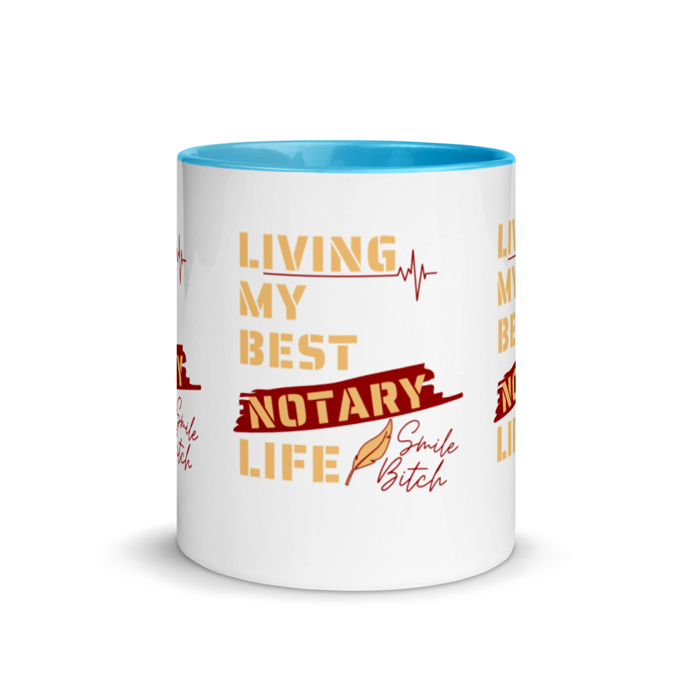 Living My Best Notary Life | Notary Jawn | Notary Public | Mug with Color Inside