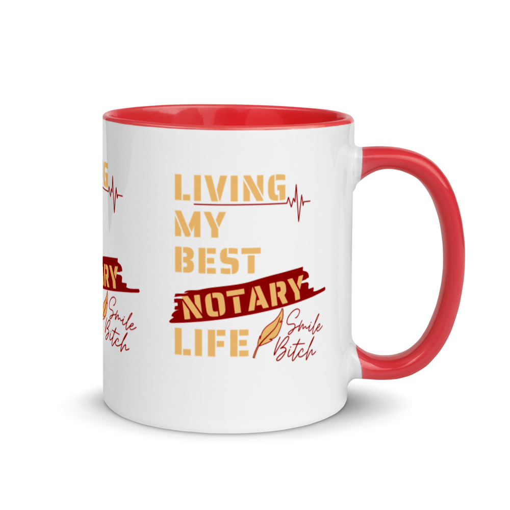 Living My Best Notary Life | Notary Jawn | Notary Public | Mug with Color Inside