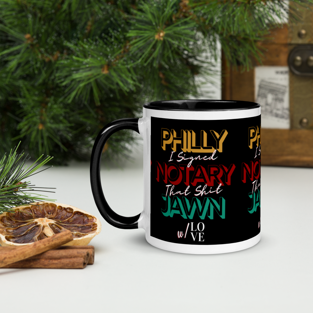 Reppin' Philly w/Love | Notary Jawn | Notary Public | Mug with Color Inside