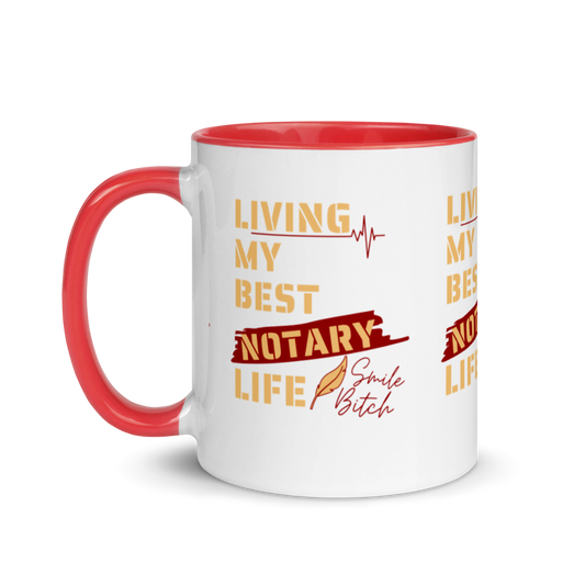 Living My Best Notary Life | Notary Jawn | Notary Public | Mug with Color Inside