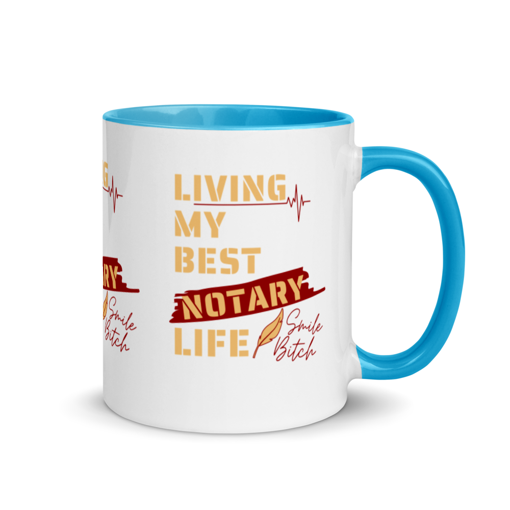 Living My Best Notary Life | Notary Jawn | Notary Public | Mug with Color Inside