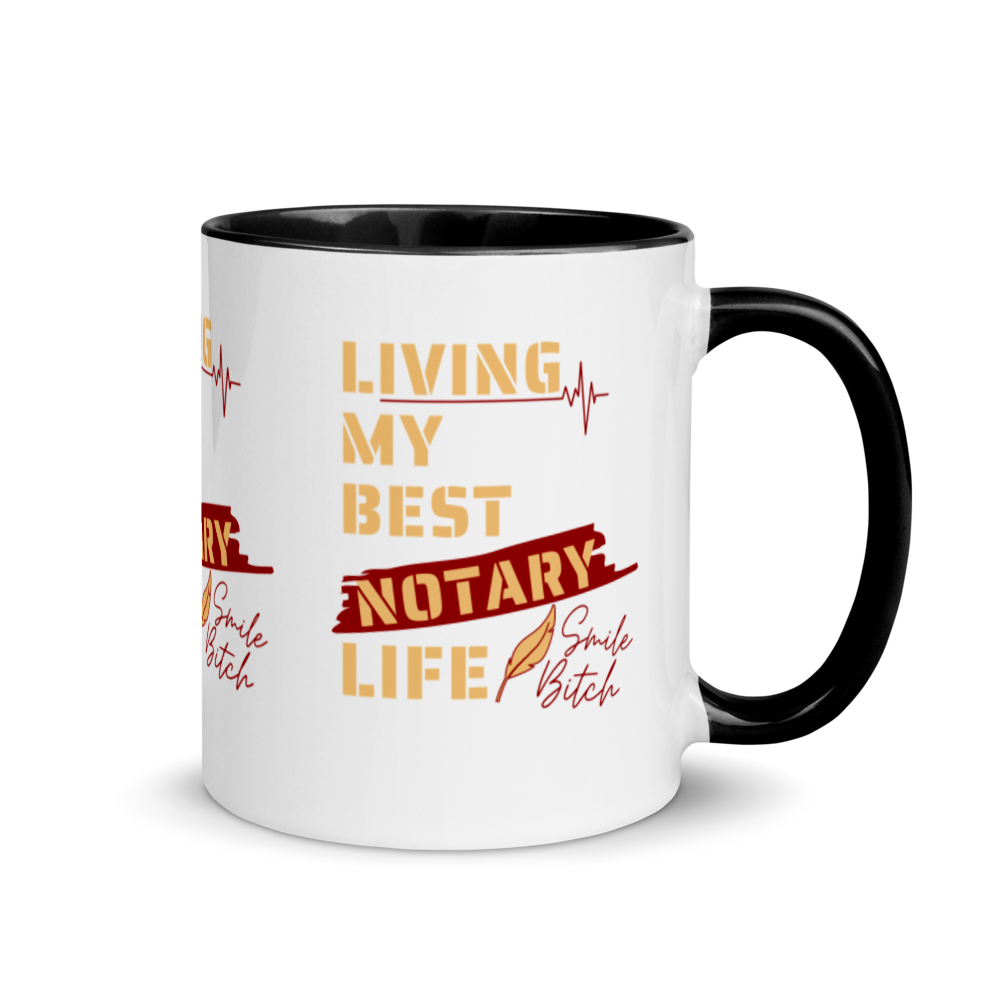 Living My Best Notary Life | Notary Jawn | Notary Public | Mug with Color Inside